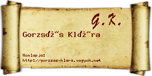 Gorzsás Klára névjegykártya